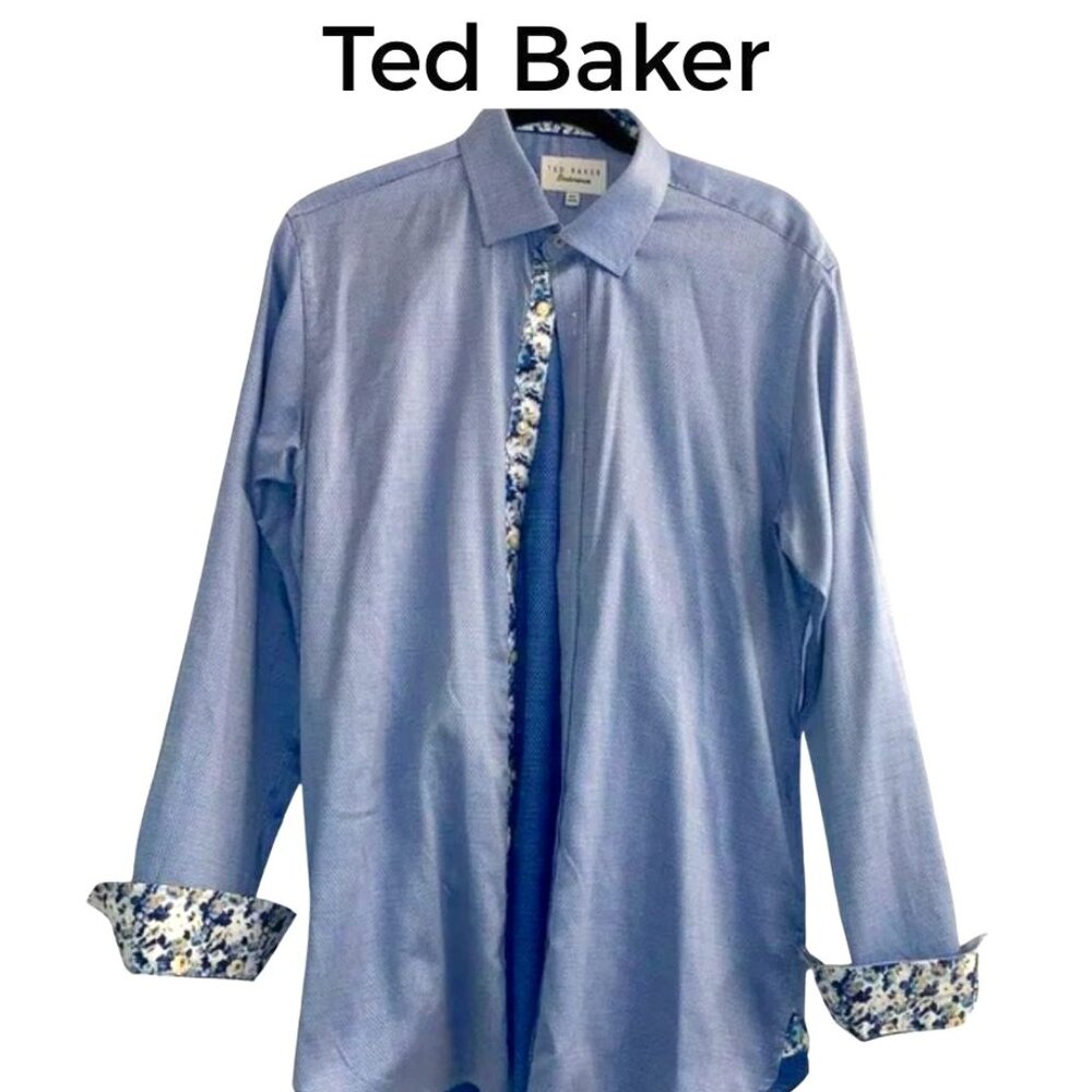 Ted Baker Endurance Dress Shirt sz 15.5 34/35 in blue